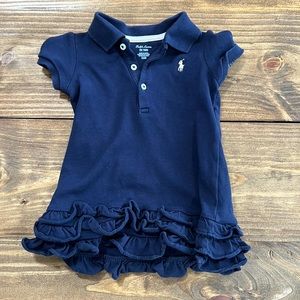 Ralph Lauren, Navy, Ruffled Dress. Size 9M.